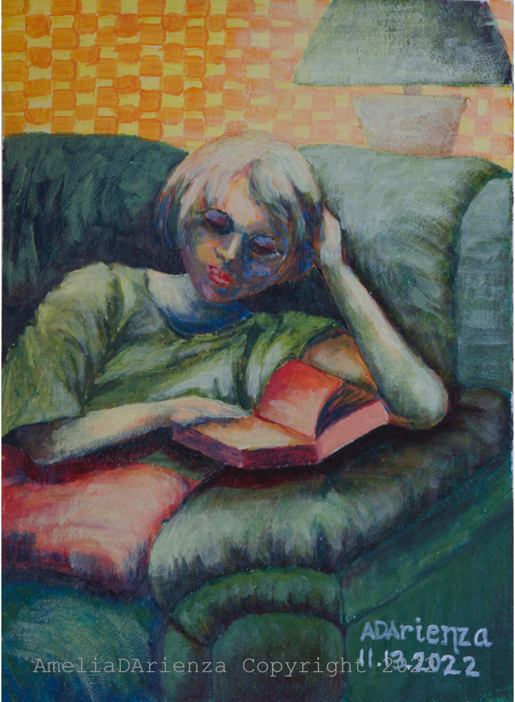 Young Woman Reading (Primary Colors)