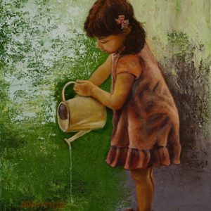 Girl with a watering can